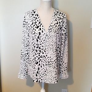 INC white and black blouse